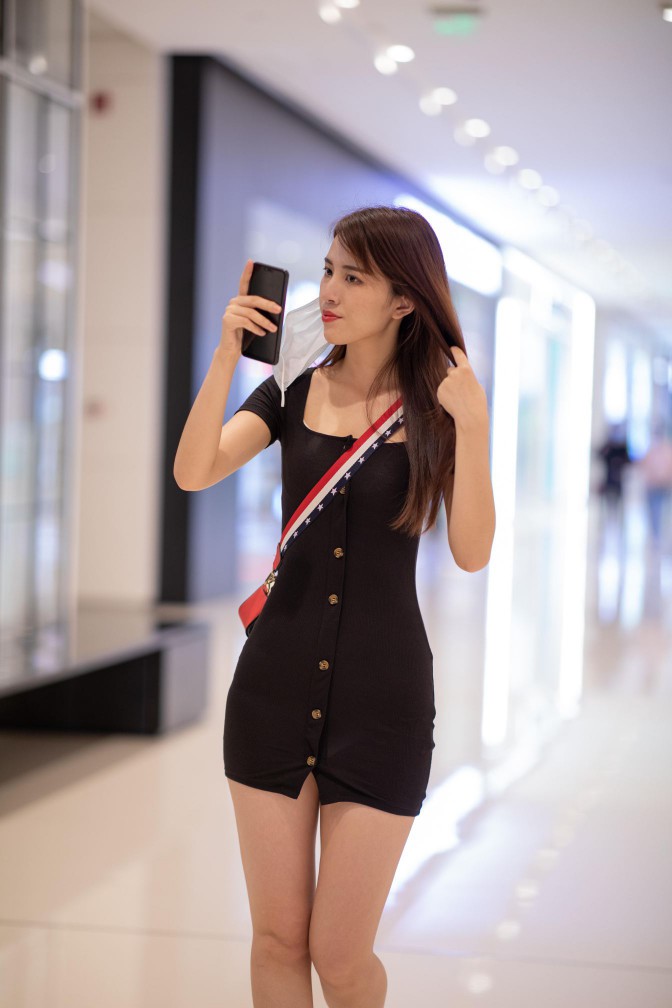 图片[3]-逛商场的黑色包臀裙美丽女孩【385P】00050-花间社