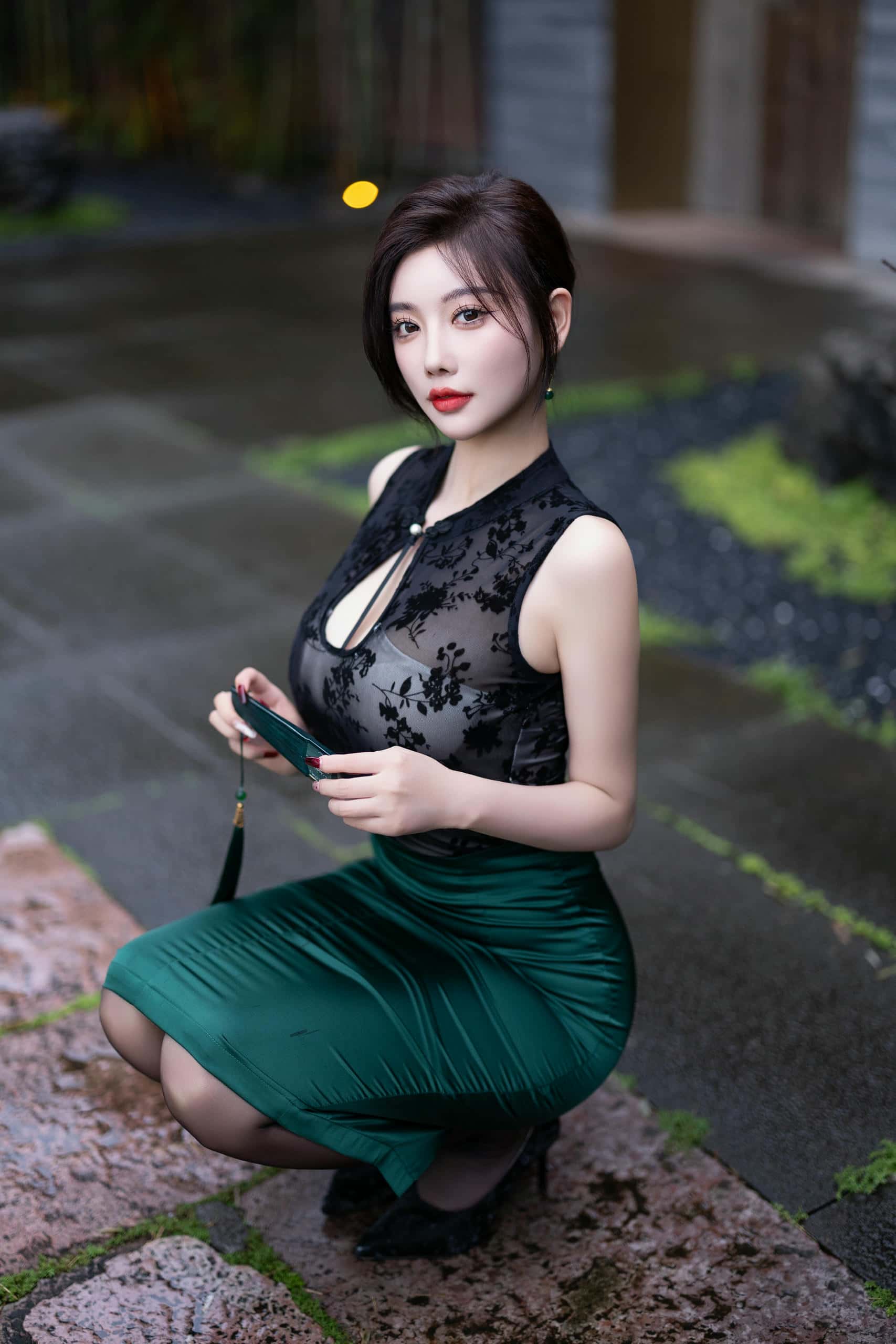 图片[4]-绿色旗袍 – 杨晨晨- P50237【87P】-花间社