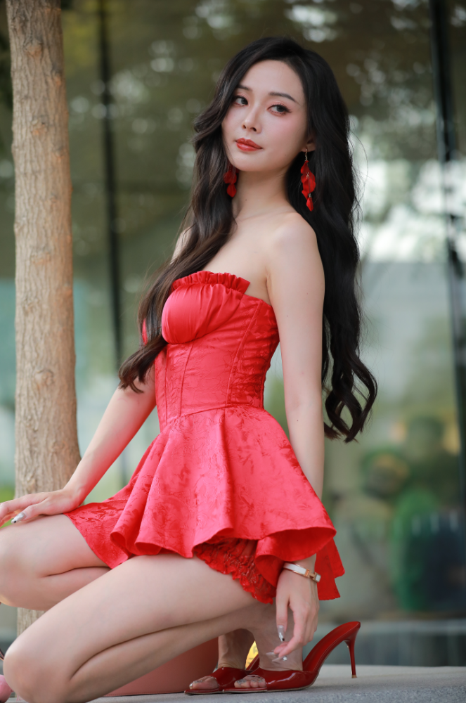 红裙长腿高跟美女 -J9674【326P-3.86GB】-花间社